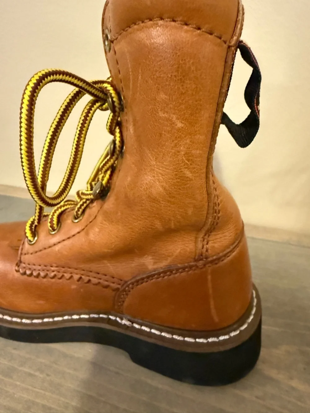 9.5 Boys Georgia Brown Leather Boots - Lace Up